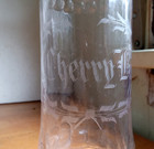 1880s Cherry Bitters Or Brandy Etched Backbar Decanter Bottle With Stopper