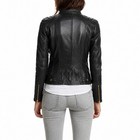Women s Black Genuine Leather Biker Jacket Slim Fit Cafe Racer Gold Zip Style