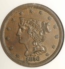 1856 Ngc Ms-62 Bn C-1 Braided Hair Half Cent