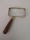 Vintage Brass And Wood Donegan Optical Magnifying Glass Rectangular