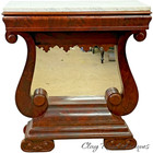 Antique Pier Table Petticoat Mirror Empire Flame Mahogany Gothic  Ny 1840