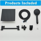 Black 8inch Rain Square Shower Head With Handheld Spray High Pressure Adjustable