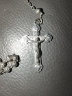 Vintage Filigree Rosary Silver Tone Catholic Prayer Beads Ornate Crucifix Italy