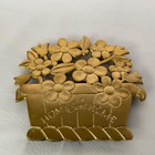 Vintage Home Sweet Home Wall Plaque Gold Tone Metal Floral Basket Cottage Decor