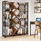 5 Tier Industrial Large Bookshelf Bookcase Standing Tree Wide Display Shelves