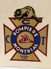 Early Montreal Pompiers Local 155 Fire Station Decal Vintage Emergency Canada