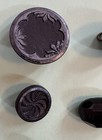 Antique Victorian Black Glass Button Lot 25p Picture Mourning Floral Brass Shank