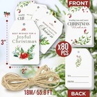 Merry Christmas Gift Tags With String - 80 Pcs Christmas Name Tags For Gifts   