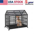 Heavy Duty Dog Crate Indestructible Metal Dog Kennel Cage For Large Dogs W wheel