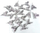 15 Antique Silver Pewter Hummingbird Flying Bird Charms 12x16mm