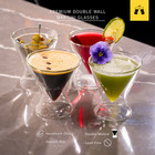 Double Walled Ring Base Stemless Martini Glasses - Set Of 4