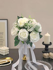 Ivory White Artificial Rose Wedding Bouquets For Bride   Bridesmaids