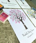 Personalised Baby Shower Fingerprint Finger Print Tree Pink Ink Guest Book Girl