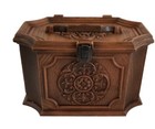 Vintage Max Klein Brown Plastic Faux Wood Sewing Box Sc-2015 No Tray