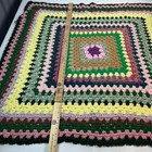 Crochet Granny Square Blanket Colorful Throw Blanket 48x42 Handmade