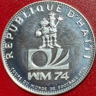 1973 Haiti 25 Gourdes  25 Oz Silver Proof-lk Bu World Soccer Football Games Logo