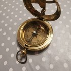 Vintage Handmade Push Button Compass Antique Brass Ross London Engraved Style