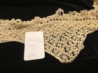 1244    antique Vintage Edwardian Crochet Lace Age Tan Fancy Yoke 18 5   w 8 5    Arm
