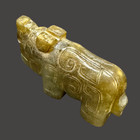 Beautiful Rare Ancient Chinese Zhou Dynasty Carved Hetian White Jade Of  Rhino