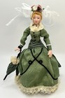 1 12 Dollhouse Miniature Doll Victorian Lady Green Dress Porcelain Head