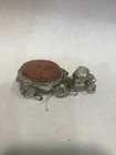 Vintage Florenza Poodle Dog  Pin  Cushion Silver Tone Metal Red Cushion