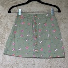Lemon X Koko Skirt Girls 8 Green Floral Button Front Cotton A-line Mini Gf-0121