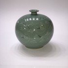 6    Korean Green Celadon Crane Bud Vase With Crackle Glaze 