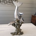 Nautical Statue Dolphins And Turtle On Coral Figurine Ocean Decor 10 5  Tall Euc