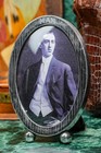 Large Antique Sterling Silver Engine Turned Striped Oval Picture Photo Frame