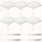 Yookeer 24 Set White Wedding Fans Lace Floral Folding Hand Fans For Women Rose