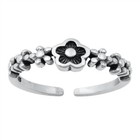 Sterling Silver  925 Stamped Flower Adjustable Toe Ring Mid Ring 