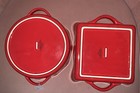 Set Of Apple Red Ovenware Pie Plate And Casserole 8    With Handles  
