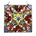 Stained Glass Window Panel 20  W X 20  H Handcrafted Victorian Tiffany Style 