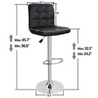 F2c Set Of 2 Bar Stools Swivel Adjustable Pub Bar Chairs Pu Leather Black