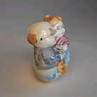 Vintage Ceramic Piggy Bank Old Man And Old Woman With Glasses Cuddling In Boat