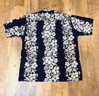 Vintage Pineapple Connection Men s L Black White Floral Rayon Aloha Shirt