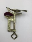 Brass Ornate Victorian Style Sewing Bird Pincushion Stitching Tool Red Velvet