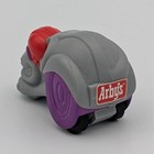 Vintage 1998 Arby s Fast Food Toy Gray Rat Biker Figure Red Helmet Purple Wheels