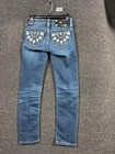 Miss Me Jeans Girls 7 Blue Skinny Embellished Back Pocket Denim Dk234 Jk5572s