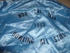 Vintage Nor Cal Yaba 1988 Bowling All Stars Snap Button Satin Jacket Hilton M 