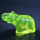 Uranium Glass Elephant Vaseline Yellow Clear Glass Figurine Animal Art Glass
