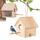 Outdoor Bird Houses With Pole - Wooden Blue Birdhouse For Garden  Patio Decor  F