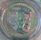 Vtg Senator Robert Francis Kennedy Memorial Iridescent Blue Green Glass Plate