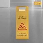 2pcs Stainless Steel Wet Floor Sign Caution Wet Floor Sign Safety Warning Sign