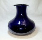 Vintage Cobalt Blue Very Thick Hand Blown Round Inkwell