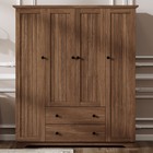 Wood Wardrobe 4 Doors Armoire Closet Storage Cabinet Clothes Organizer 2 Drawers