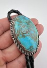 2 1 8  Vtg Navajo Sterling Silver Royston Turquoise Stamped Oval Bolo Tie 58 2g