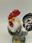 Vintage 6  Porcelain Rooster Chicken Figurine Japan Black White Farmhouse