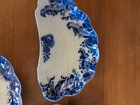 5-antique Grindley Argyle Flow Blue Crescent Bone Dishes  England 5-7 8x3-1 2 