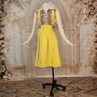 Vintage 1960 s Dress Yellow Peasant Ethnic Style Fit And Flare Side Zip Retro 